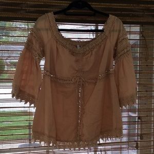 Venus Crochet 3/4 Bell Sleeve Top